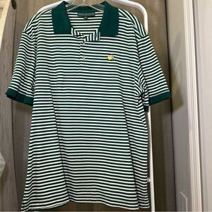 Green and White Striped Polo Shirt